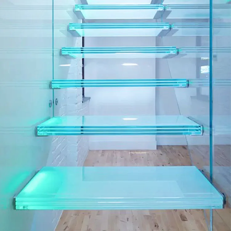 Hardware for Indoor Stairs Case Sets Tempered Laminated Glass Panel and Stainless Metal Luxury Modern Plywood Box Easy Install