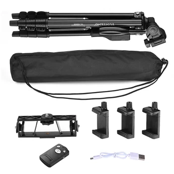 YUNTENG VCT-6808 Camera Tripod for Phone With 3 Phone Holders 4-Section Telescoping Tripod Ball Head Remote Controller detail image