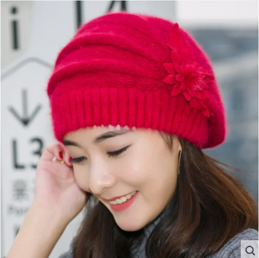 Hat Female Winter Korean Version Flower Rabbit Hair  display picture 2