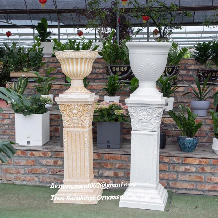 White Roman Style Outdoor Garden Decorative Plastic Pillar Column for Flower Vase Pot