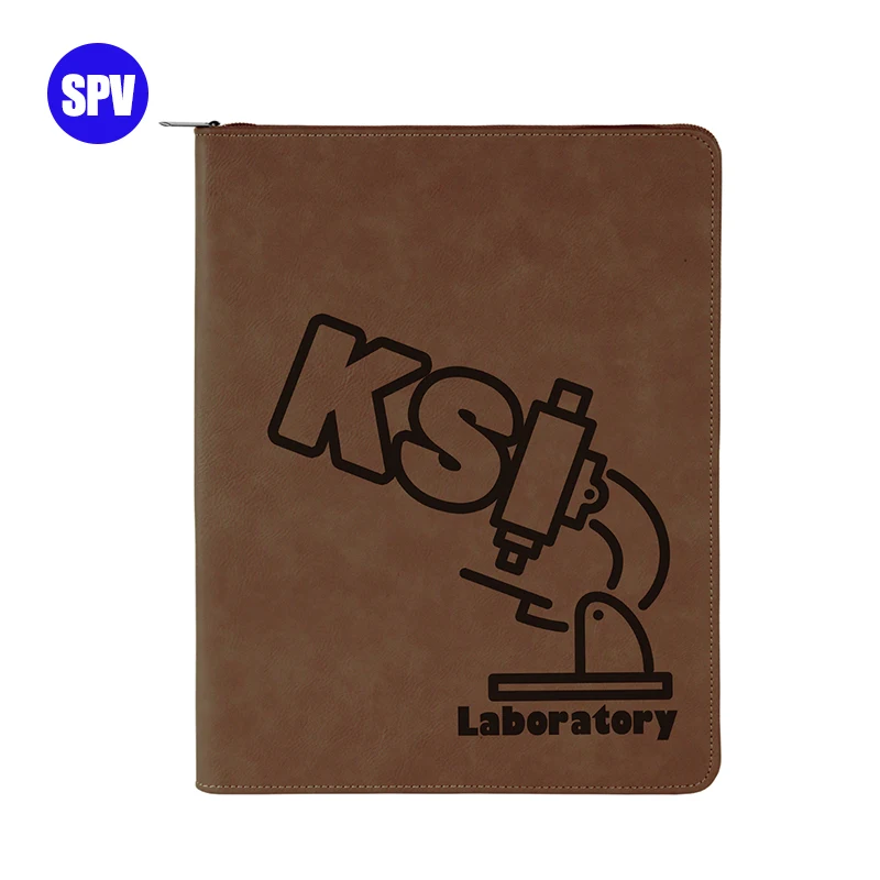 Laser Engraving Blanks Leather Portfolio , Laserable Leatherette Portfolio, Laser Blank Supplies With Zipper