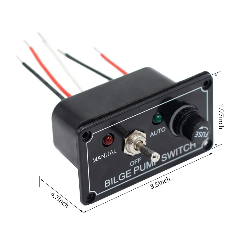 Pactrade Marine Bilge Pump Switch & Alarm - 3-Position (Off/Auto/Manual), IP65 Waterproof, ABS Housing, For Boats