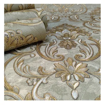 Italy Design Decorative PVC Wallpaper Embossed Papel De Parede Damask Wallpaper for Home