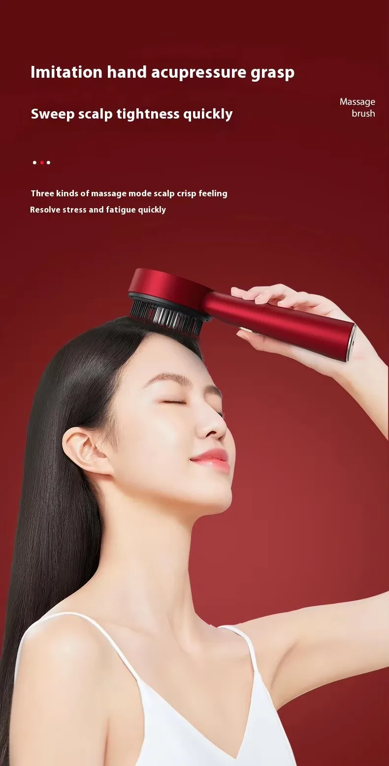 Vibration Massage Heating 3 in 1 Multi Functional Red Light Portable Hair Oil Applicator Electric Head Scalp Massage Comb Brush