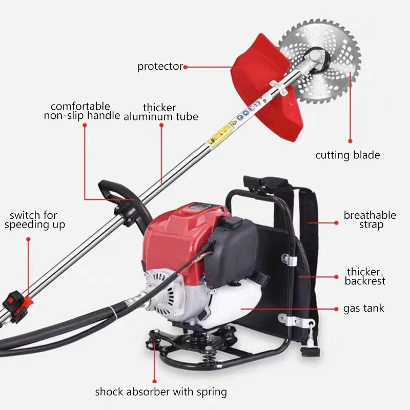 Household Multifunctional Backpack Four Stroke Petrol Manual Hand Push Brush Cutter Grass Trimming Machine for Sale