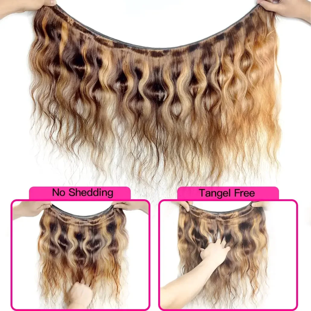 P4/27 Evidenziare Body Wave Bundles Ombre Blonde Human Hair Extensions Brasiliano Remy Tessitura_voghion.com