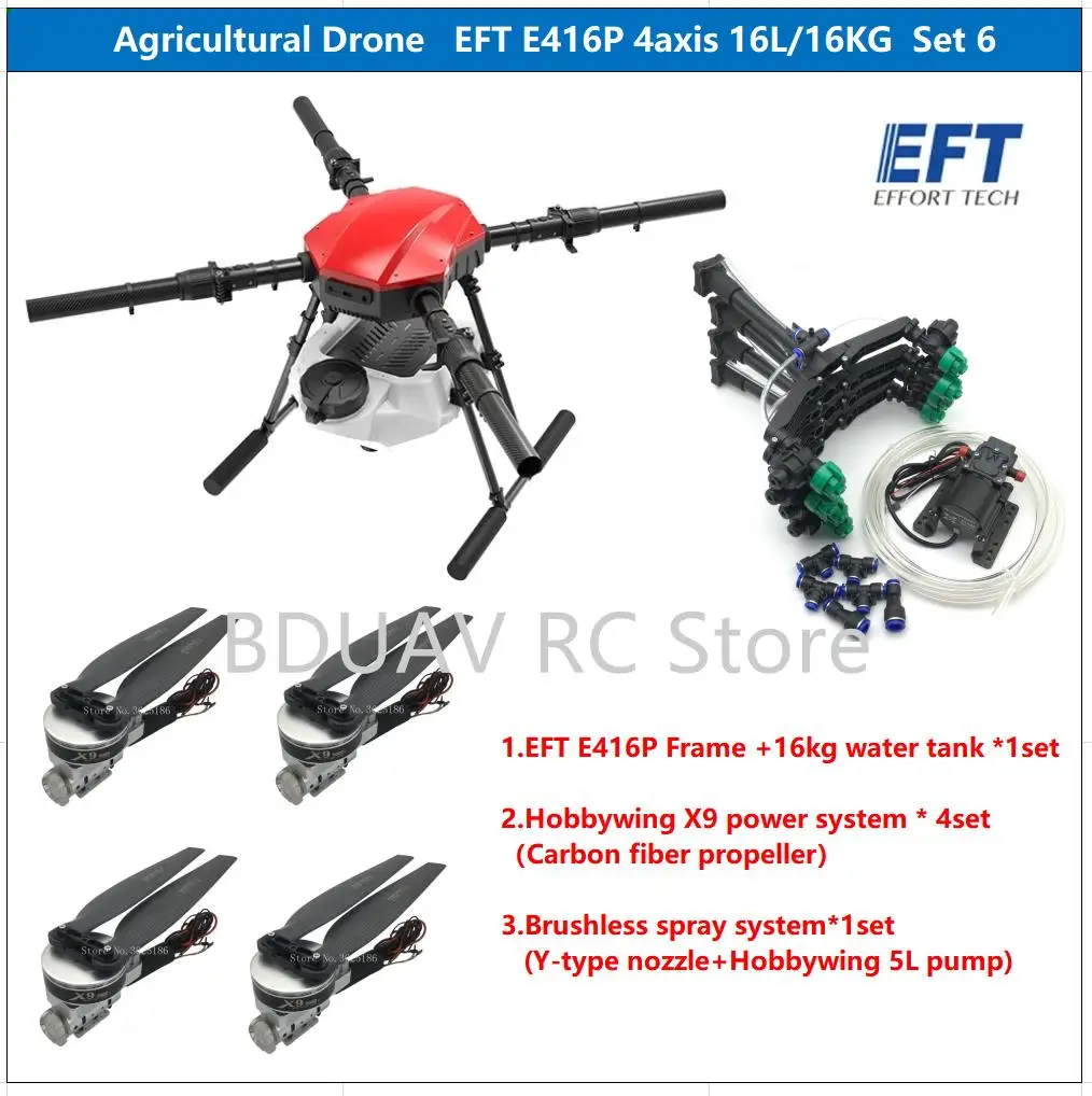 New Eft E416p 16l 16kg Agricultural Spray Drone Frame Kit Four-axis ...