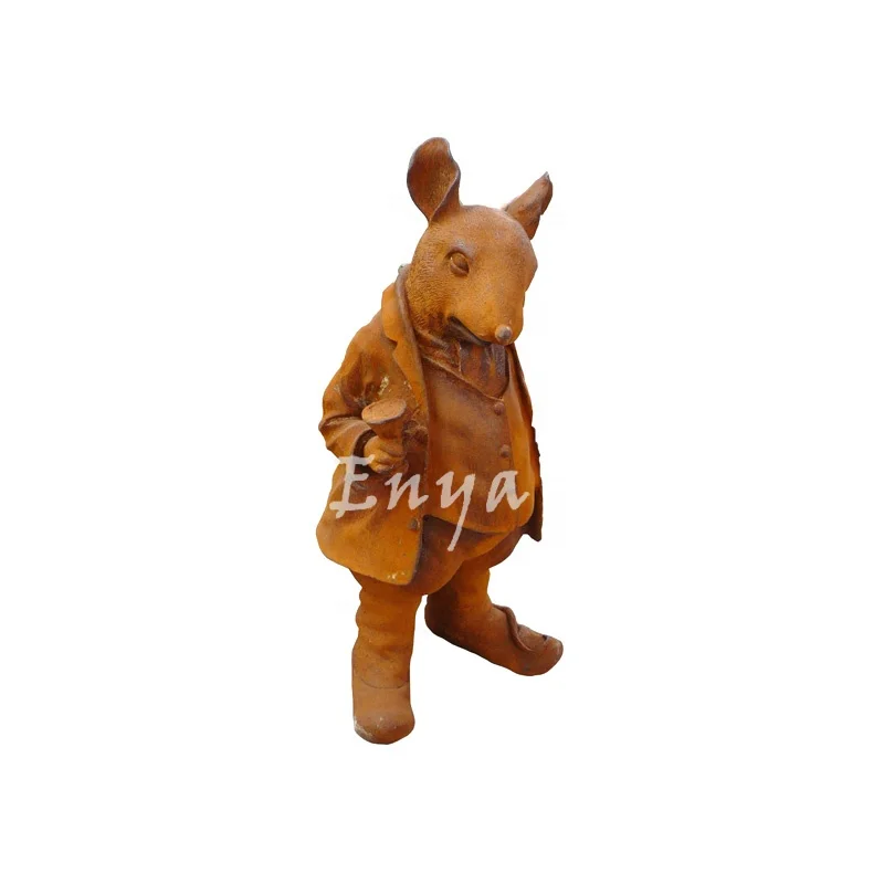 Factory Direct Wholesale Rustic Cast Iron Animal Garden Lawn Ornaments Art Metal Garten Deko Animal Statue Sculpture Figurines