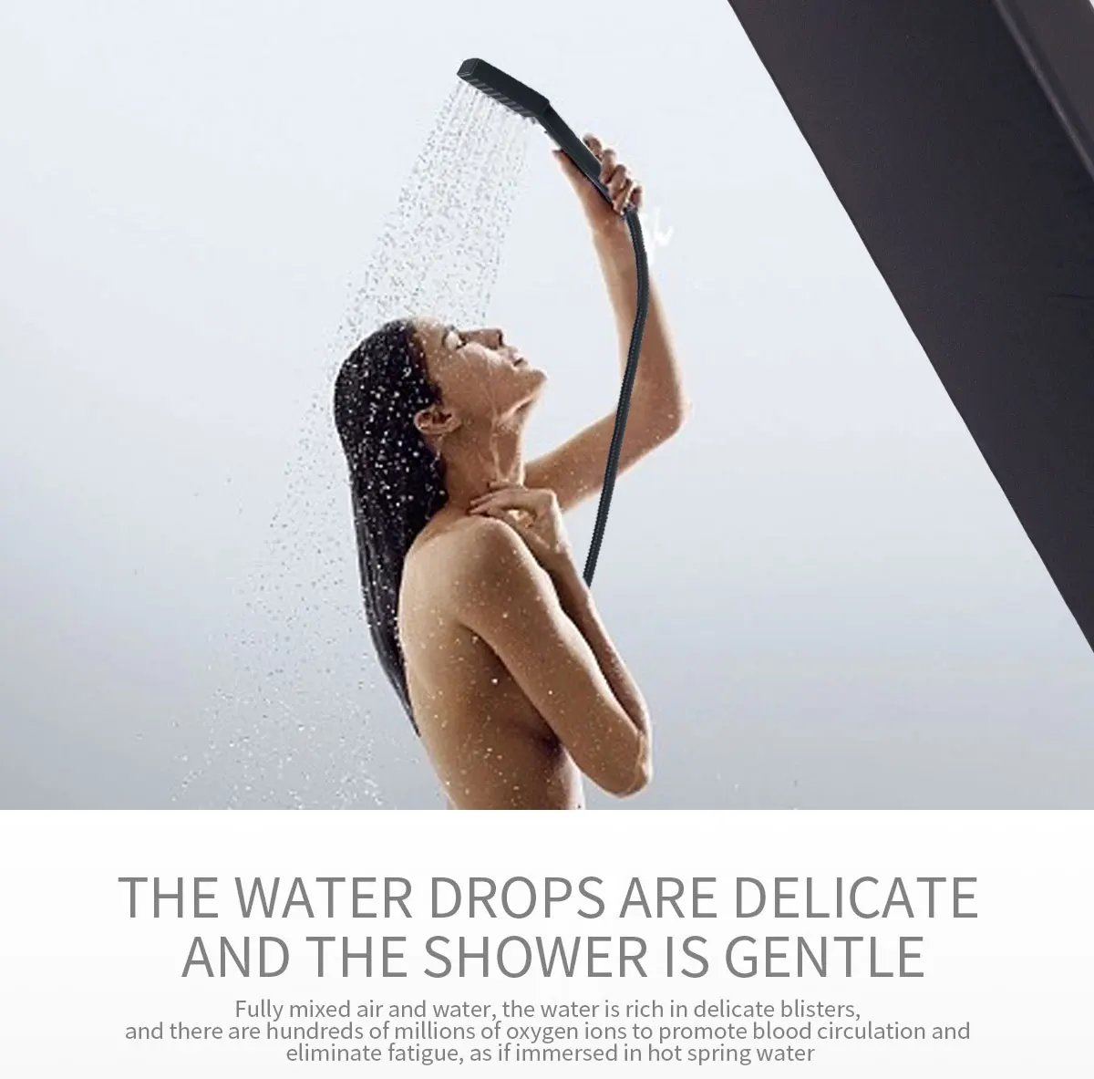 Modern Brass Square Dual Function Bar Valve Shower System - Black details