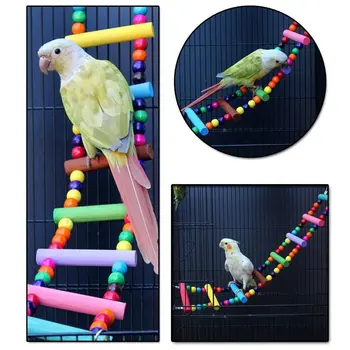 Colorful Bird Parakeet Toy Swing – Eco-Friendly, Wooden and