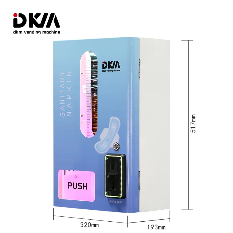 Dkmvending Small Wall Mounted Customizable Female Women Sanitary Towel Napkins Pads Vending Machine
