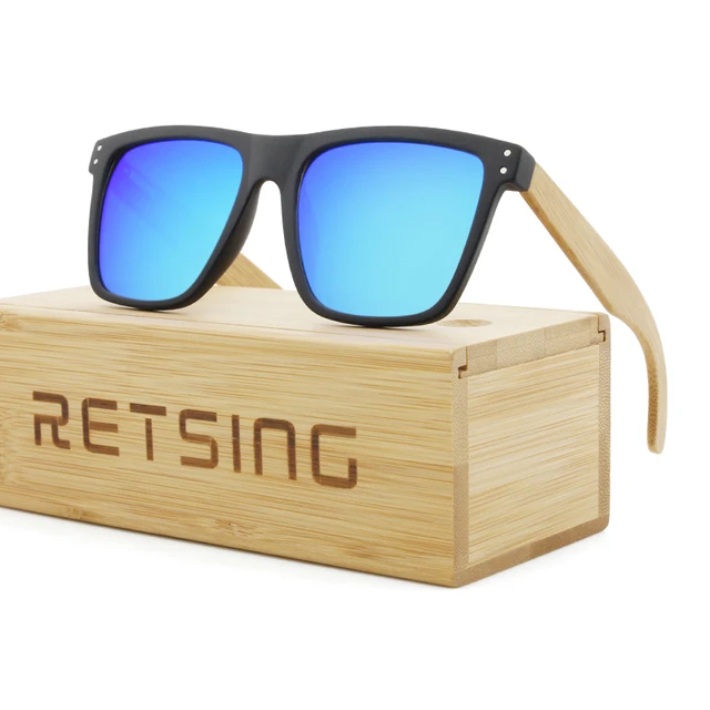 Wholesale Black Frame Polarized Wooden Bamboo Sunglasses For Men