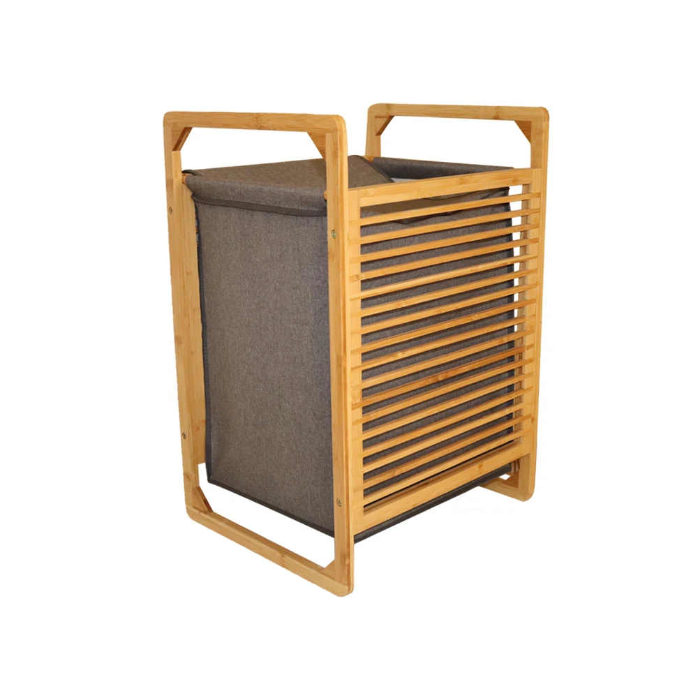 Compact Bamboo Laundry Hamper Basket