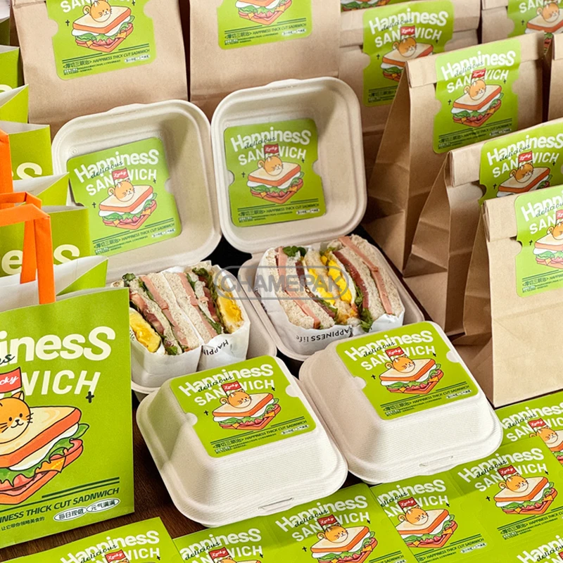 Custom Sandwich Breakfast Wrapping Portable Hamburger Food Packaging Disposable Kraft Paper Box
