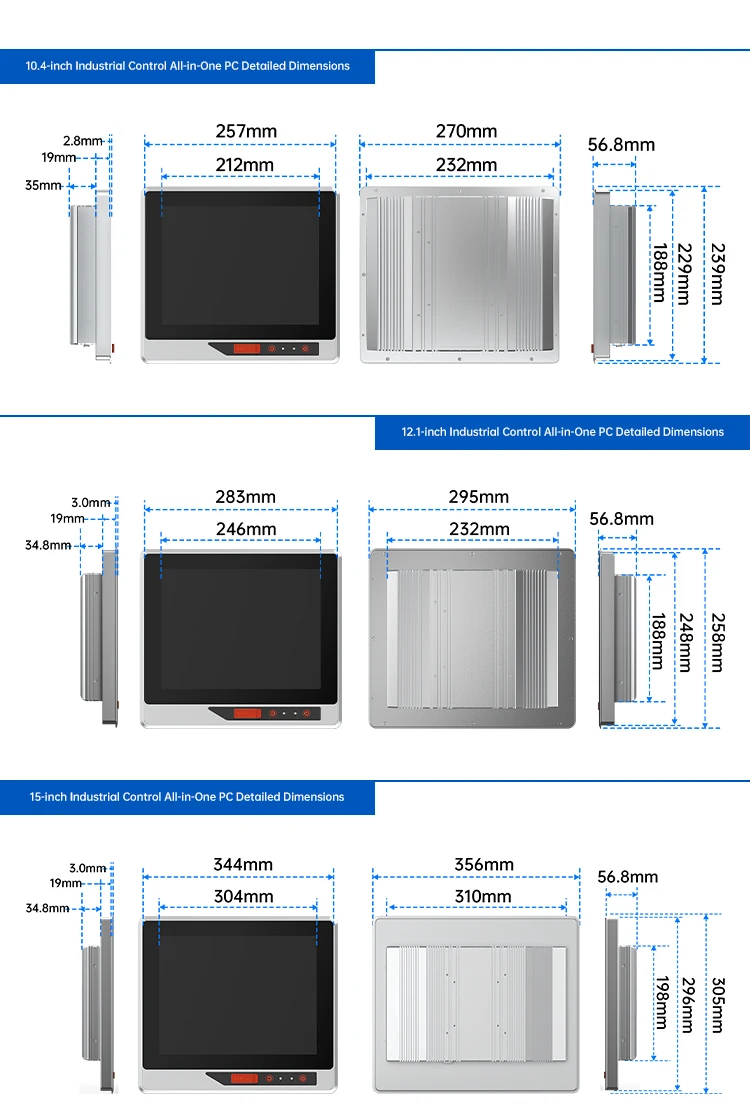 All-in-One Industrial Control Machine 10.4-21.5 Inch Industrial Embedded Capacitive Touch Screen USB Front Industrial Computer