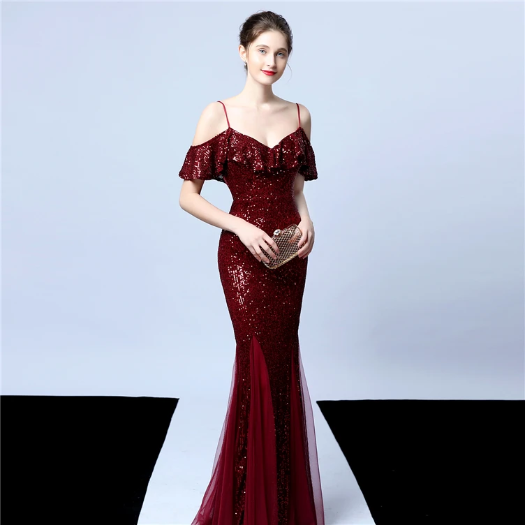 Shop Our Luxurious Evening Dresses with Sequins & Backless Design