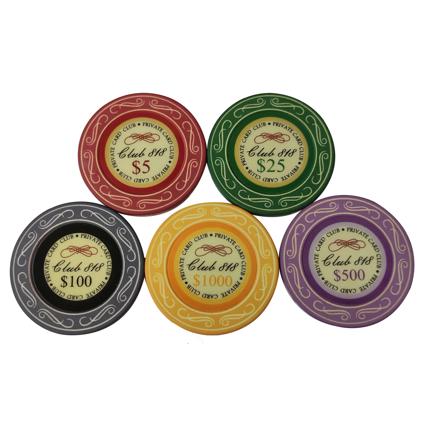 39mm 43mm 50mm 55mm Custom Uv Poker Chips Chips Octagonal 45*3.3mm