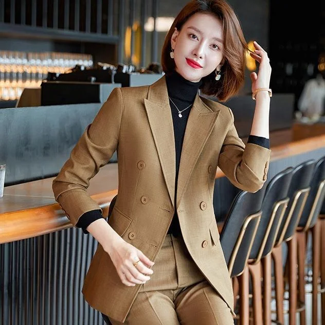 brown blazer and pants set