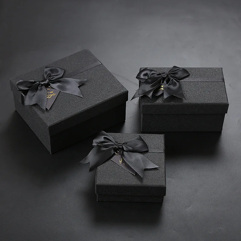 Empty Square Ribbon Gift Boxes Wholesale Birthday Valentine Jewelry Paper Gift Box manufacture