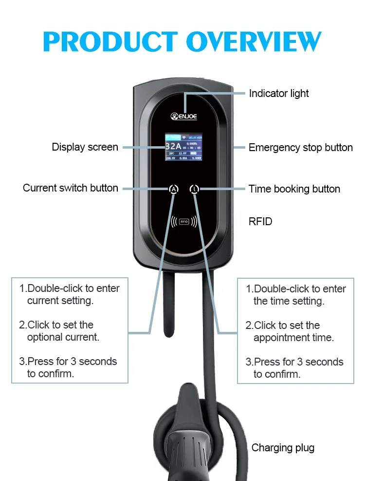 Wallbox 32a Ev Charging Station 7kw 11kw 22kw Electric Car Charger ...