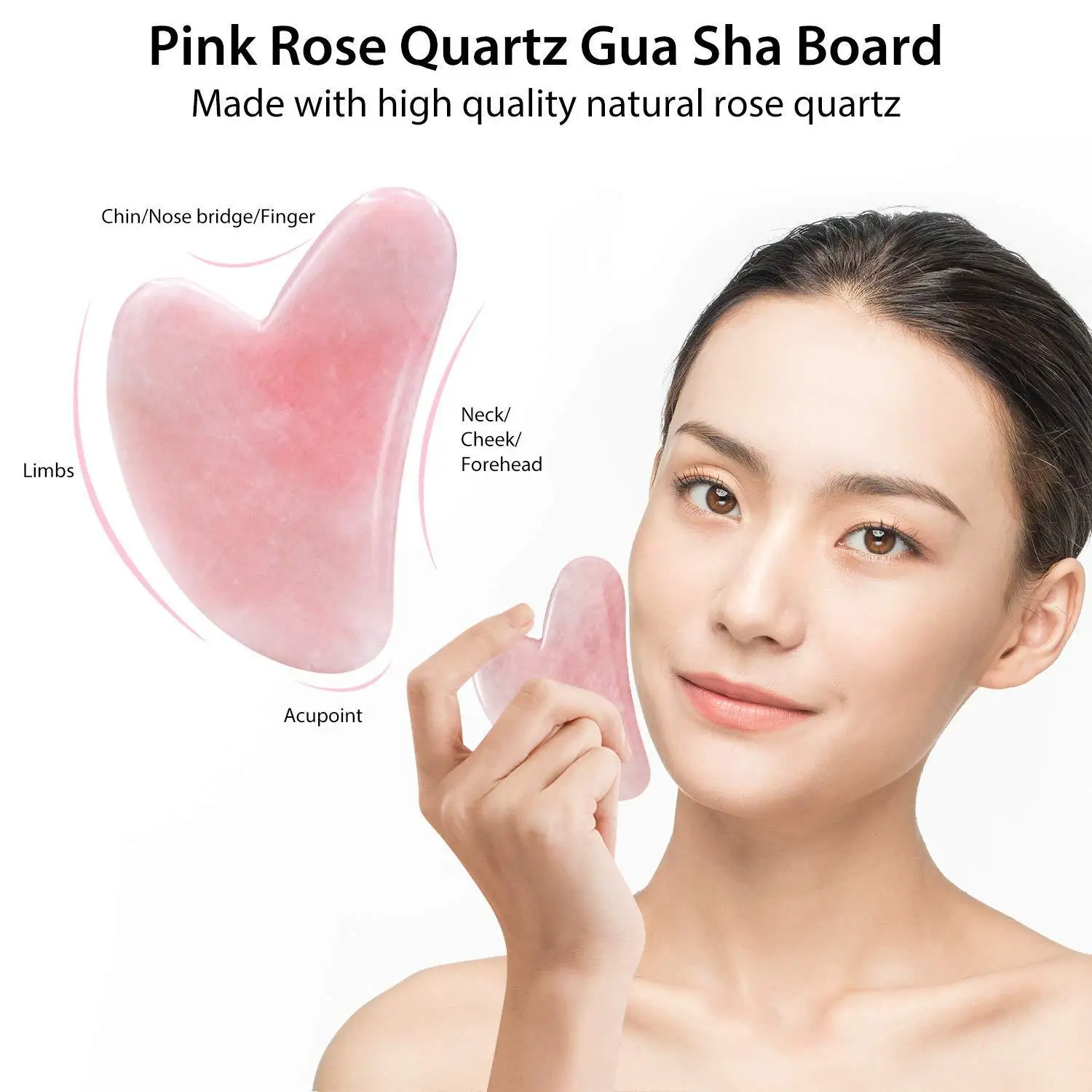 Скребок Гуаша для лица розовый кварц [Ayoume] Massager guasha Rose Quartz
