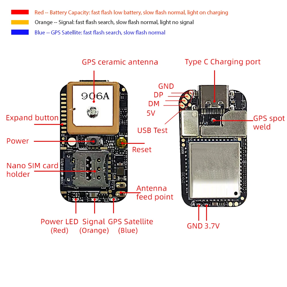 ＧＰＳ端末 ZX906 Mini 4G GPS Tracker - Low Power Consumption & Cloud Storage