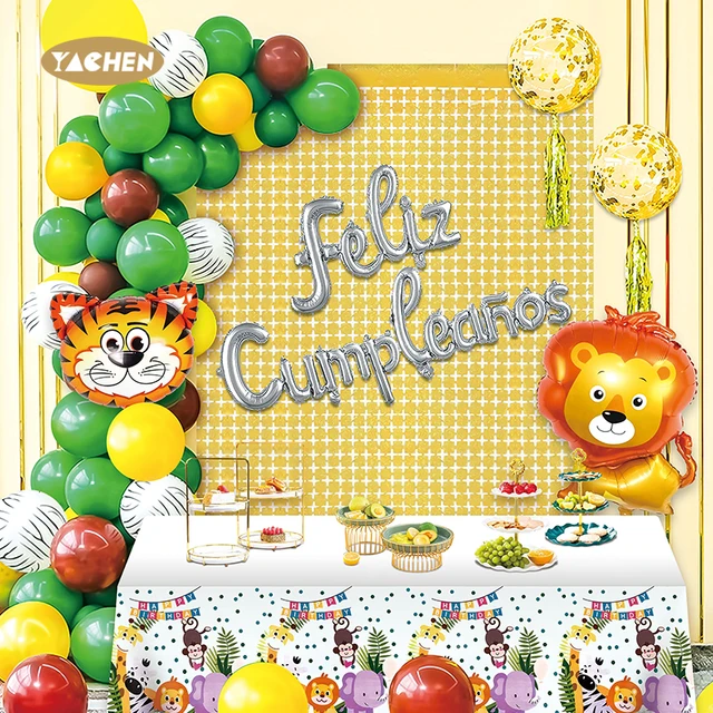 Yachen new arrival 59pcs safari jungle animal theme birthday decorations green latex balloon garland arch kit for kids