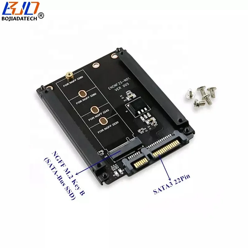 M.2 NGFF Naar SATA-adapterkaart – Voor B-Key En B+M-Key SSD's, Past Op 2280/2260/2242/2230, Niet Voor NVMe