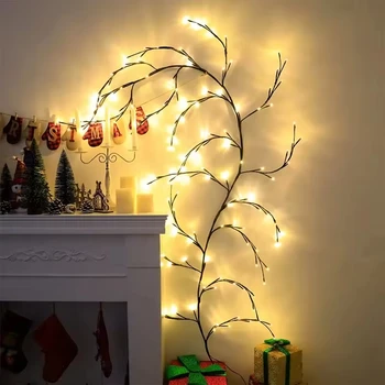 Artificial Diy Led Willow Vine Lights Warm White 144l 7.5ft Plants Tree Branches Light For Walls Bedroom Christmas Decor