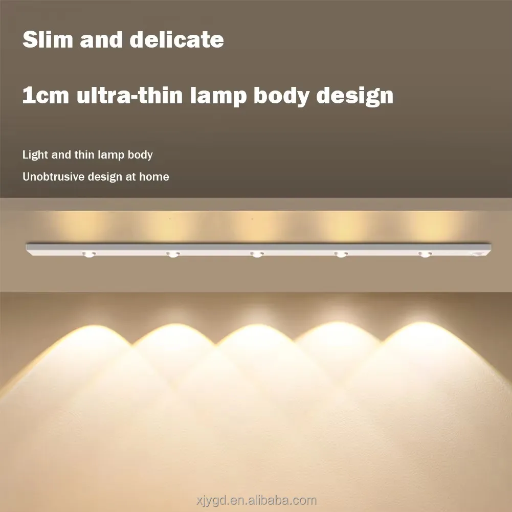LED Night Light Kitchen Under Cabinet 20/30/40/50cm Rechargeable PIR Motion Sensor Closet Wardrobe Lamp Aluminum Night Light