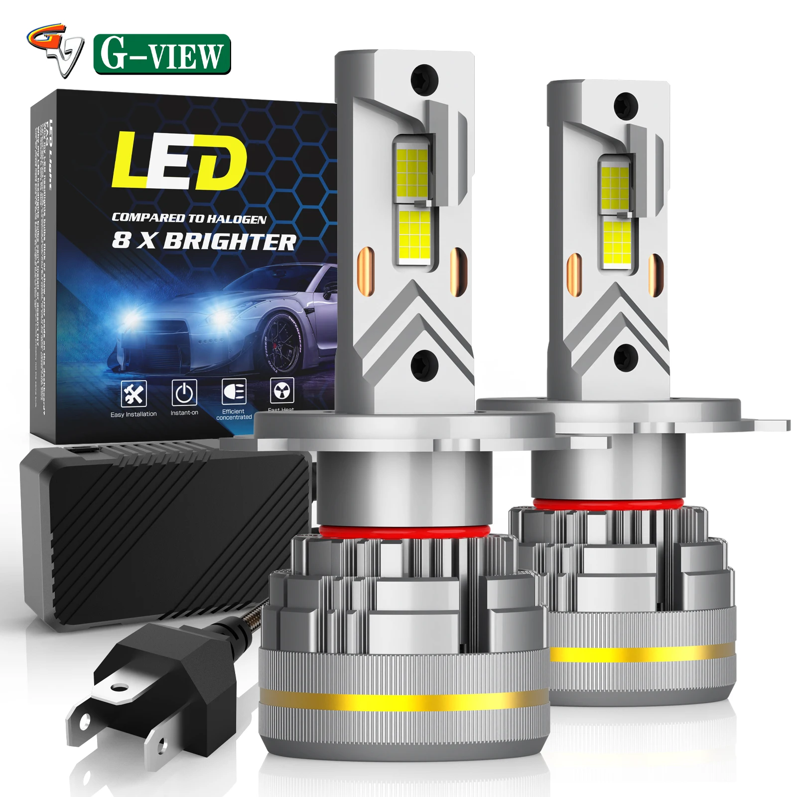 Gview G19W 48000 Lumens 4575 CSP Chip Super Canbus High Power 200w H4 H7 Car LED Headlamp Super Bright LED Headlight