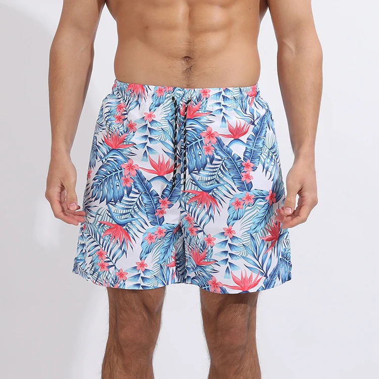 Sommer-elastische Taillen-kundenspezifische Badeshorts der Männer, die 100% Polyester-Badestämme-Mesh-Strandshorts für Männer laufen lassen300_voghion.com