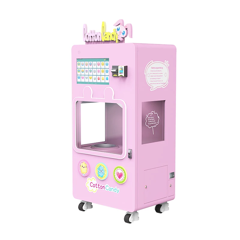 Full Automatic Snack Machinery Customize Commercial Making Marshmallow Floss Cotton Candy Vending Machine