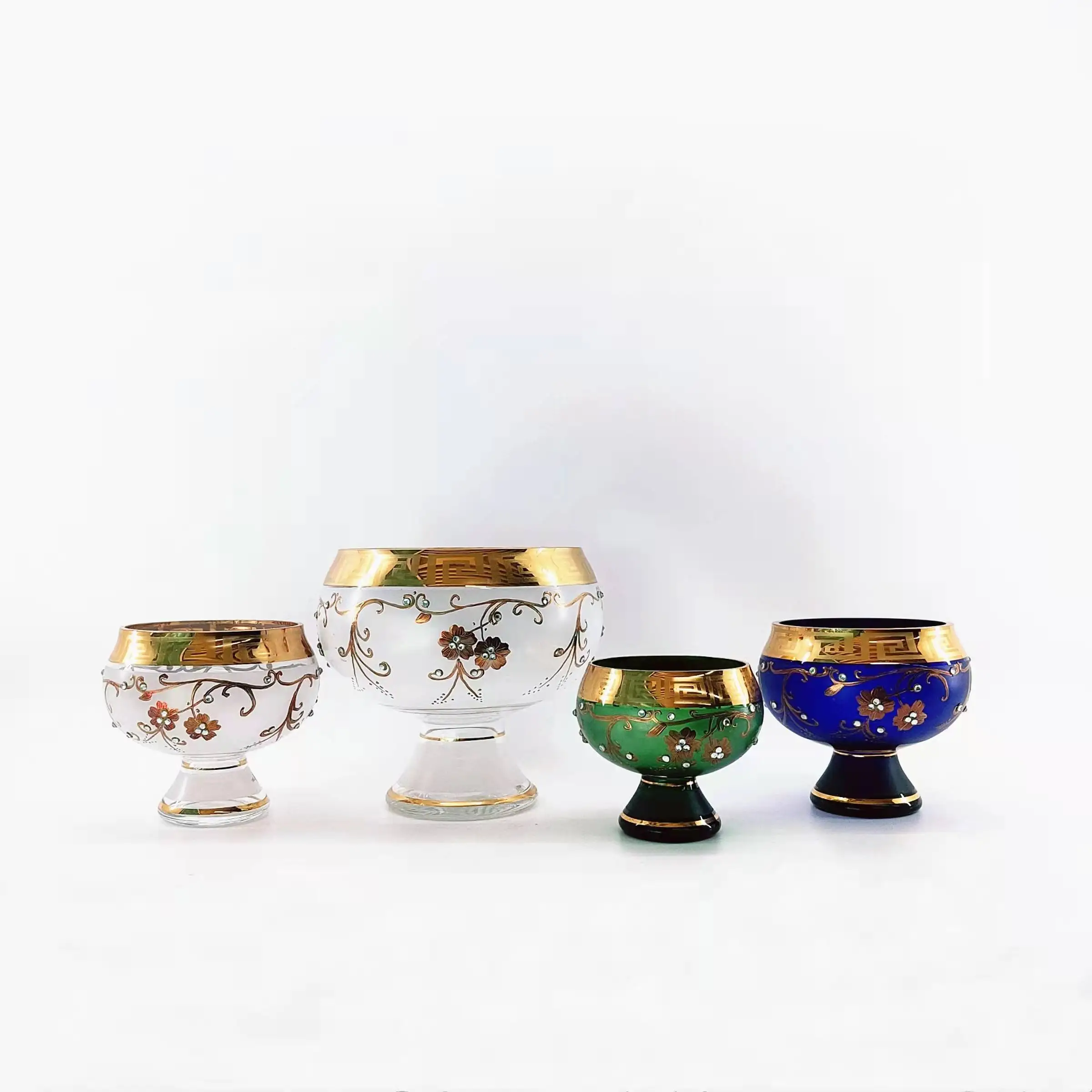 Arab Luxury Glass Fruit Bowls làm bằng tay 88mm cao vàng thật 4