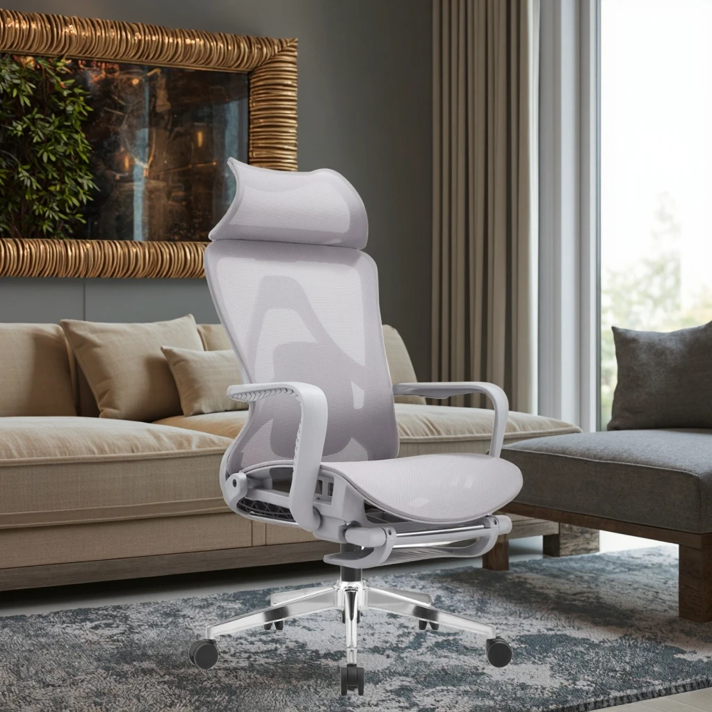 New Arrival WX-06 Mesh Seat Rest Chair Gray Rubber Skin-Friendly Fabric Luxury Lounge Chair Ventilated Mesh Seat Office 2