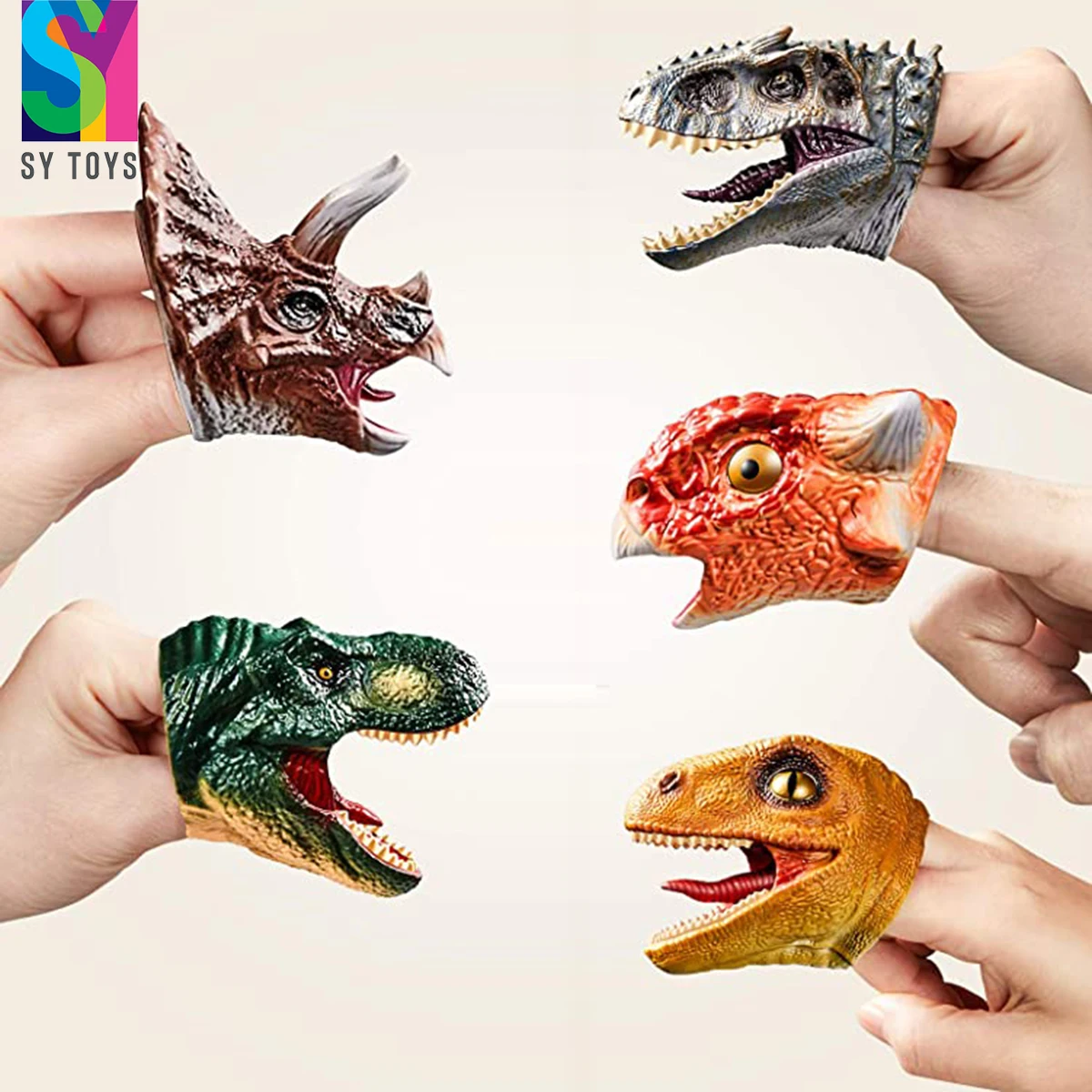 2xbiting doigt dinosaure jouet avec articulations flexibles