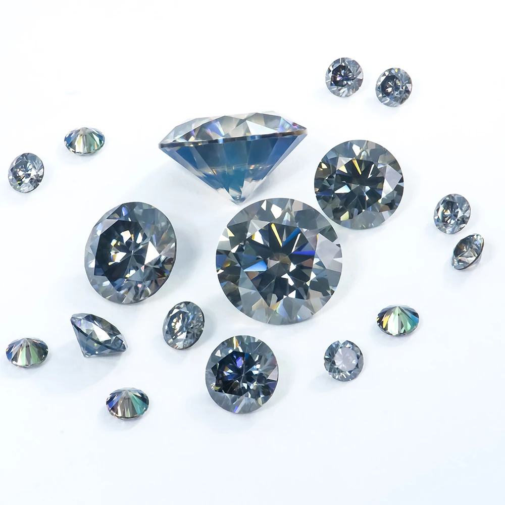 Loose Gemstone Wholesale Moissanite Round Brilliant Cut Moissanite Gray Color Moissanite Manufacturer