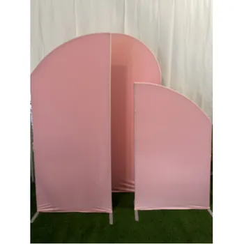 Chiara Arched Backdrop Stand Cover 3PC Pink Polyester Elastic Circle Birthday Party Baby Shower