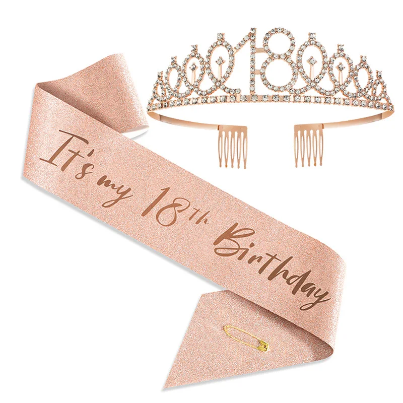 10th 18th 21st 30th Number Rose Gold Birthday Sash Rhinestone Tiaras Crowns  Set for Women Girls Party Birthday Decorations Dress| Alibaba.com