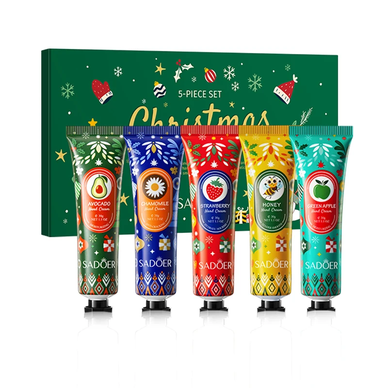 OEM SADOER Private Label Christmas Hand Cream Gift Set Whitening Moisturizing Hand Care Skincare Cream Set Body Lotion