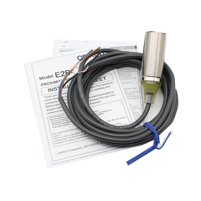 New Original Omron E2B series inductive proximity sensor. M30 size, 10mm sensing distance, DC 3-wire, PNP NO output, 12–24V DC, IP67 waterproof and dustproof. Stable and durable, used for metal object detection, positioning and counting in automated assem