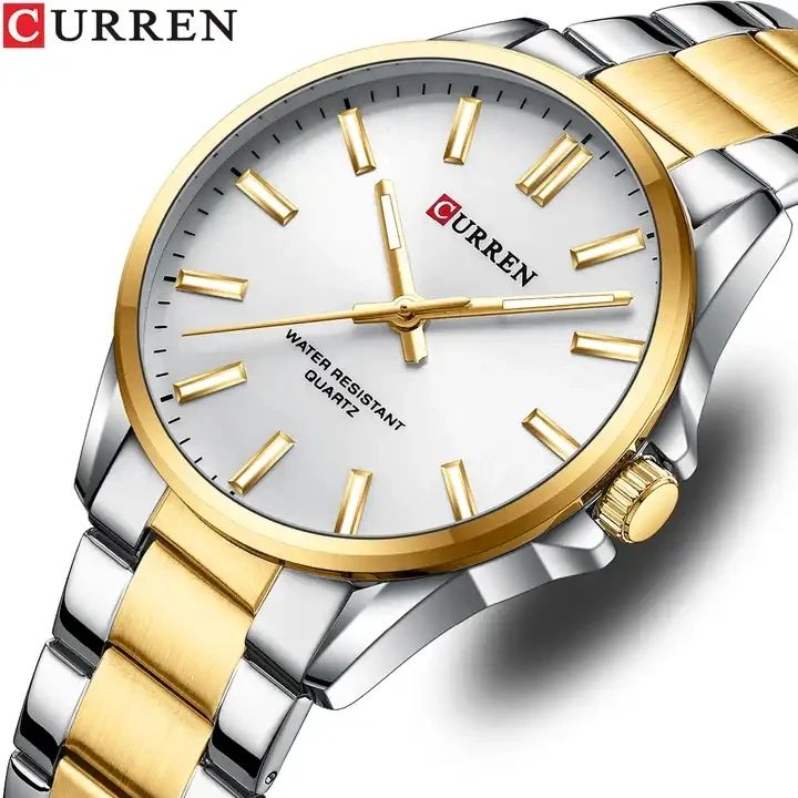 2023 New CURREN 9090 Fashion Simple Watches for Men Business Quartz Luminous Hands Wristwatches Stainless Steel Sport Watch