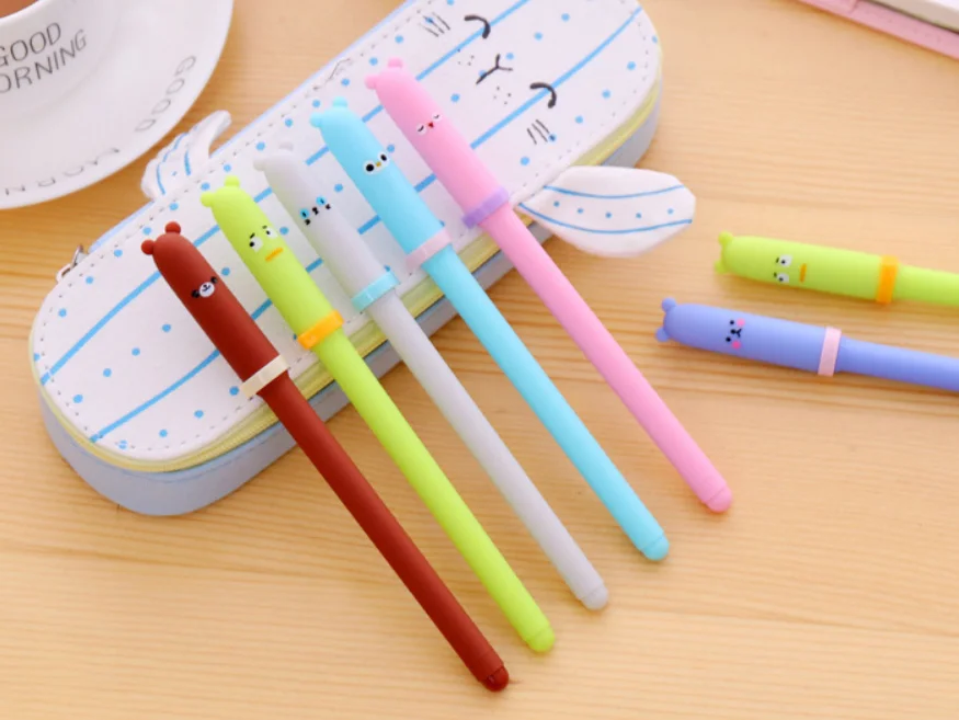 Гелевая ручка Kawaii с животными, черная нейтральная ручка для письма, канцелярские принадлежности для студентов