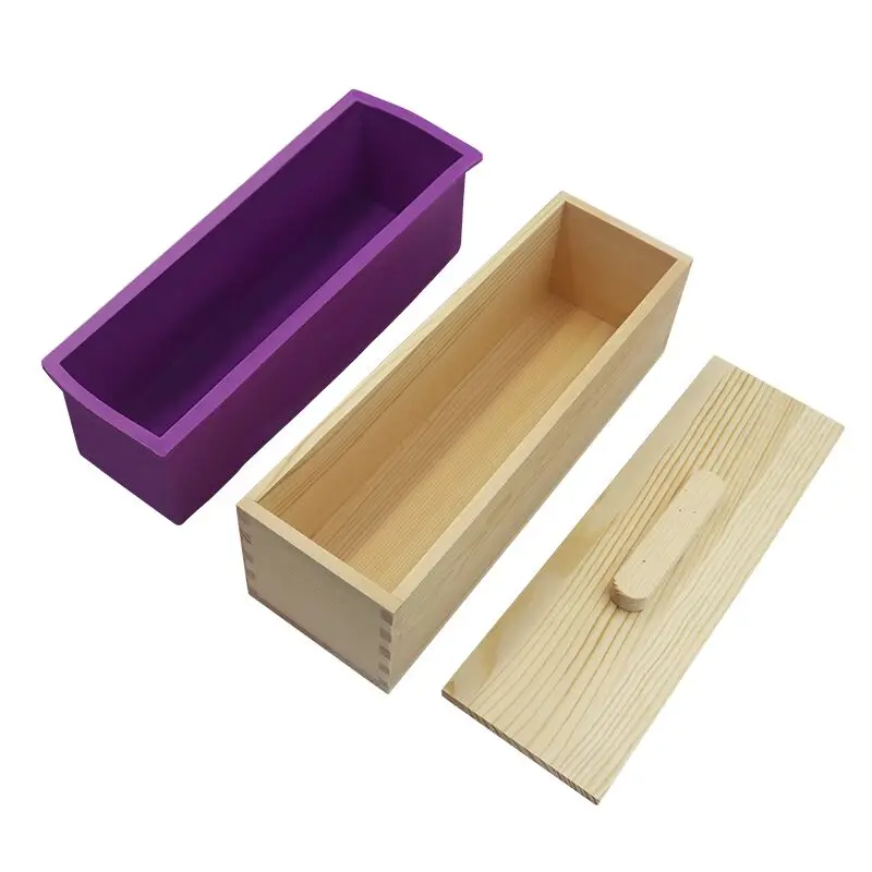  Soap Cutting Tool Large Size Wooden Soap Loaf Cutter Mold and  Soap Cutter Set + 1 pc 1.2 L Rectangle Silicone Mold + 1 pc Straight Cutter  + 1 pc Wavy Cutter