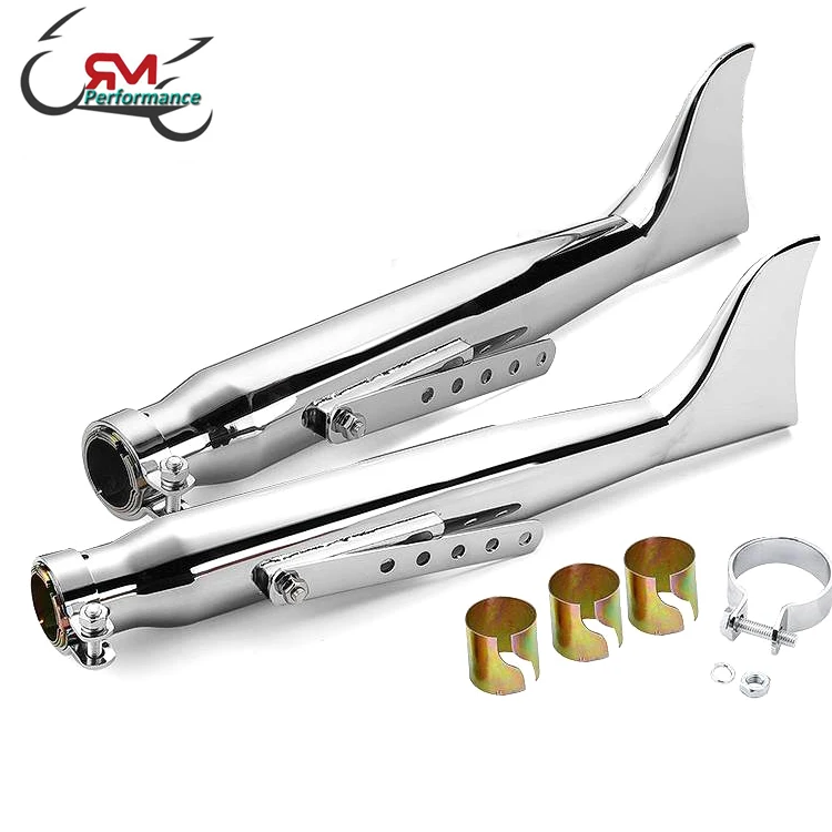 Retro Motorcycle Fishtail Exhaust Silencer Mufflers Pipe for