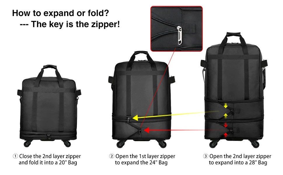 Hanke Expandable Foldable Luggage Bag Suitcase Collapsible Rolling ...