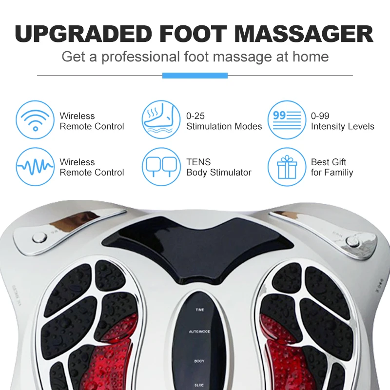 Foot Massager Low Frequency Electromagnetic Wave Pulse Foot Massager Tens Foot Massage for Blood Circulation with Electrode Pads