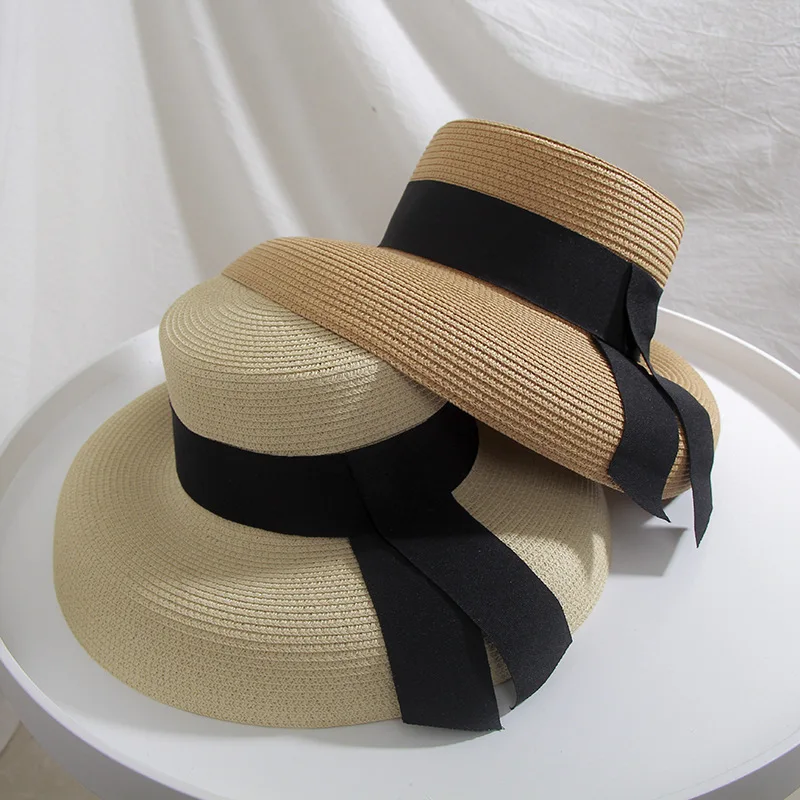 boater hat with ribbon tie