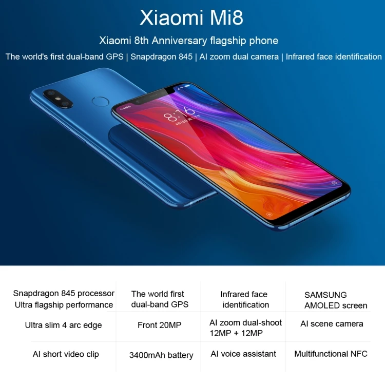 Xiaomi Mi 8 - Octa Core, 6GB RAM, 64GB Storage, 120hz Display