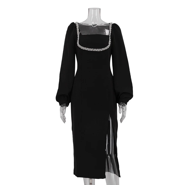 chinese dress ladies Jazmin Black Sequin Long Sleeve Mini Dress - US 6